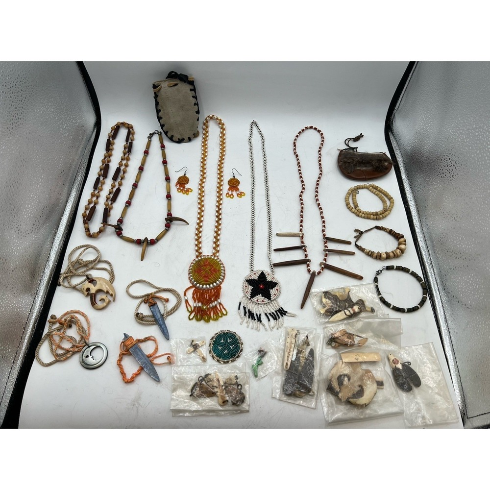 Vintage Genuine Native American Jewelry Lot Handmade Tribal Necklaces